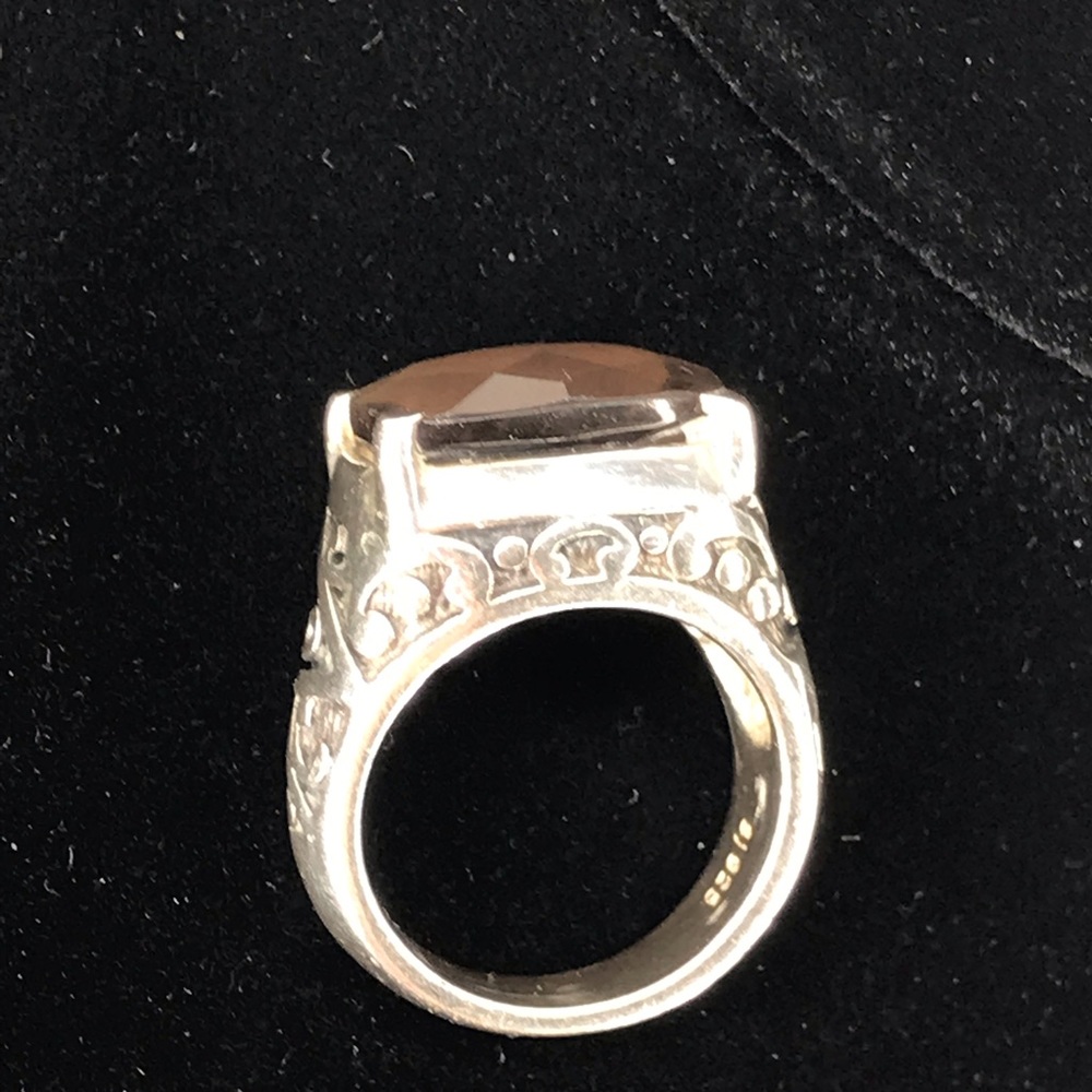 .925 silver and brown onyx ring